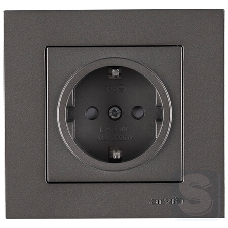 Розетка із заземленням та шторками 16A/220V Arvia Electric KAREN Антрацит (20 06 2000 243)